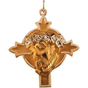  Face of Jesus Cross 37x35mm/14kt yellow gold Jewelry