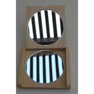 Small Wooden Flip Mirror   3 inches x 2 3/4 inches closed 