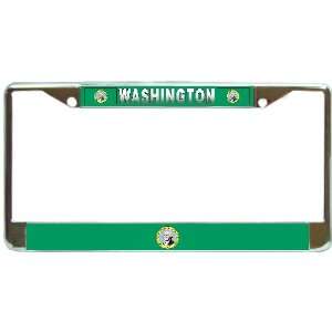  Washington Wa State Flag Chrome Metal License Plate Frame 