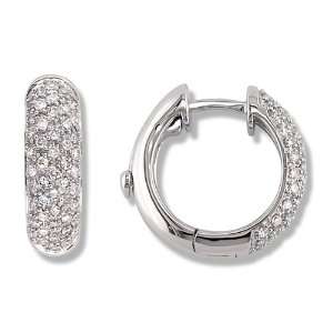   Carat Pave Set Diamond Hoop Earrings in White Gold (with Safety Lock