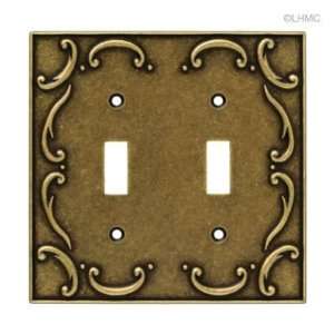  Double Switch Wall Plate   French Lace   Antique Brass L 