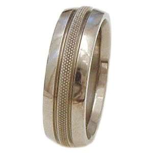  Titanium Ring Domed 2 Grooves Knurled Center Smooth Edges. Ring 