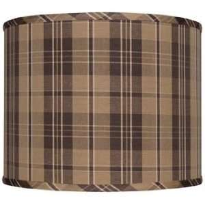  Brown and Tan Plaid Drum Lamp Shade 14x14x11 (Spider 