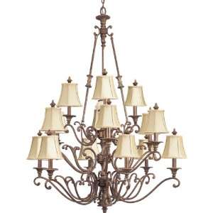   Tier Chandelier with One Light In Center Glass Font and Carmel Silk