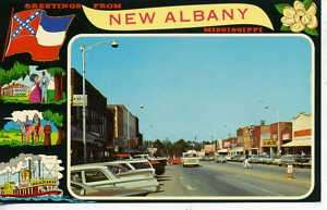 1960s CARS NEW ALBANY MISSISSIPPI DOWNTOWN POSTCARD MS  