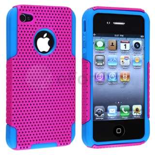   Mesh Hard Case Cover+Front Back Screen Film Protector For iPhone 4 4S