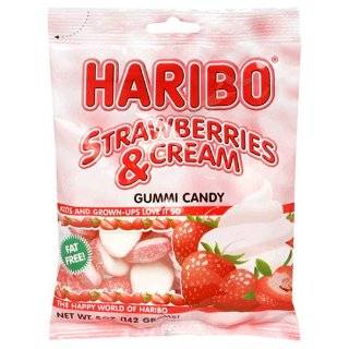 Haribo Gummi Candy, Strawberries and Cream, 5 Ounce Bags (Pack of 12)