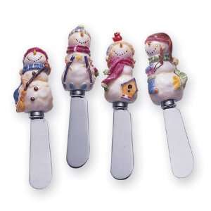  Country Snowman Cheese Spreader   Set of 4 Kitchen 