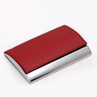 Red Leather Skin Business Credit ID Card Case Holder  