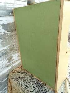 Antique Childs Step Back Cupboard Glass Front w/ dishes Green/Yellow 