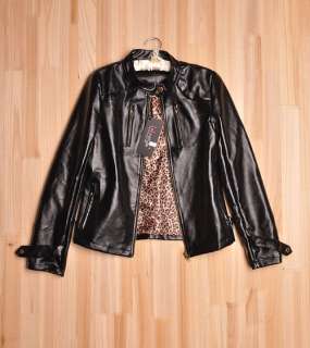 L304 Korean Women Short Man made Leather Brown Color Jacket M L XL 