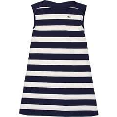 Lacoste Kids Girls Short Sleeve Boat Neck Bi Color Stripe Dress 