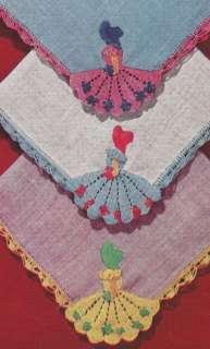 Vintage Crochet Pattern Crinoline Lady Handkerchiefs  