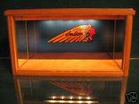 LIGHTED DIECAST MODEL INDIAN 2 MOTORCYCLE DISPLAY CASE  