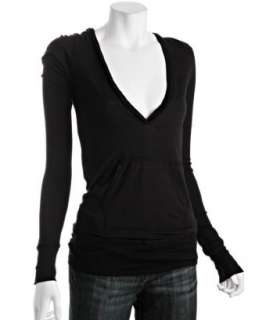 Zooey Yoga black jersey v neck hoodie   