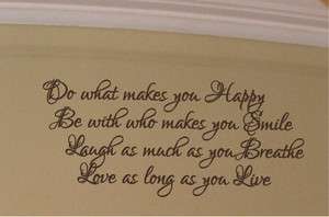 Happy Smile Laugh Love Wall Decal Home Decor  