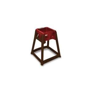   866RED   High Chair Infant Seat w/ Red Seat, Dark Brown Frame Baby