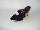   Jullita 3145 W Black Womens Wedge Sandal Leather Shoes 9 New