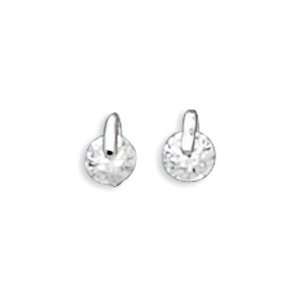  Silverflake  6mm CZ with Silver Bar Post Earrings Jewelry