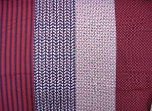 Red/Navy Quilt Square Running 8ths Cotton Fabric By Yd  