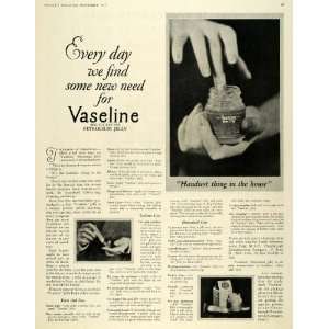 1927 Ad Vaseline Petroleum Jelly Beauty Household Uses   Original 