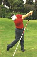 Swing to finished position Keep right arm straight Belt buckle facing 