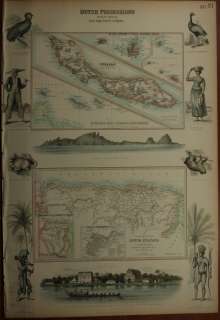 1864 DUTCH WEST INDIES LARGE ORNATE MAP BY BARTHOLOMEW  