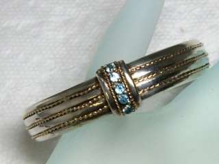   Blue Topaz and 14K Gold Cuff Bracelet~SMALL Wrist 5.5~23 grams  