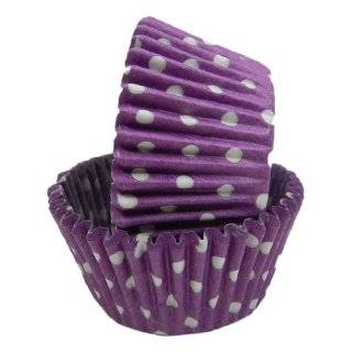   Greaseproof Baking Cups 40 Standard Sized Purple and White Polka Dots