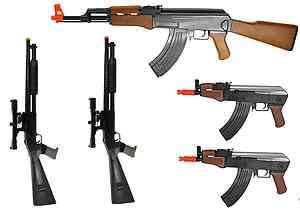 Lot of 5 Airsoft Guns, AK47 SKS Shotgun Airsoft Guns 345 FPS  