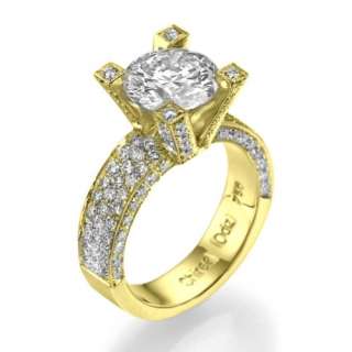 30 carat H/SI DESIGNER 4 PRONG PAVE SET DIAMOND ENGAGEMENT 14K WHITE 