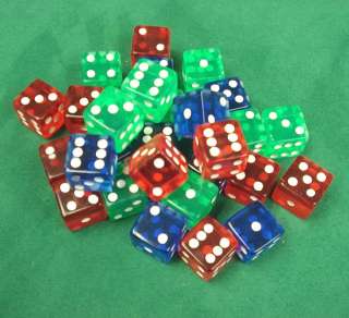 75 BRAND NEW BLUE,RED,GREEN MIXED DICE 1 lot Square Edge Casino Style 