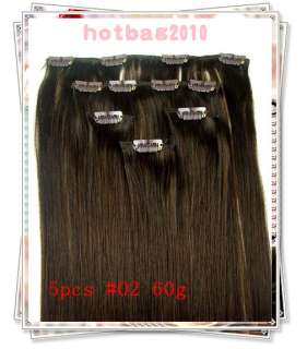   /5pcs60g HUMAN HAIR CLIP IN EXTENSION Mored Color availble  