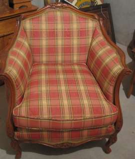 Victorian Arm Chair Ornate Wood Carving   Reupholstered  