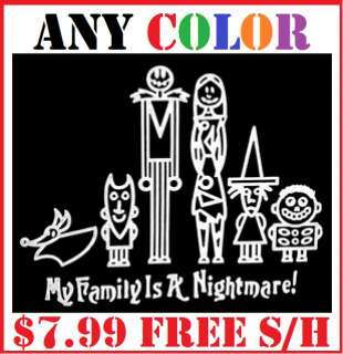 Nightmare Before Christmas Family Window Sticker Decal  