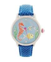 Betsey Johnson Watch, Womens Teal Croc Embossed Leather Strap BJ00084 