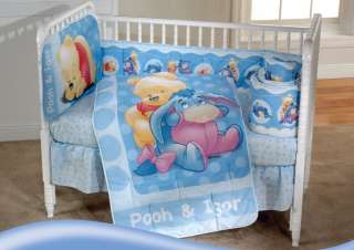   Disney Winnie The Pooh Boys Blue Crib Bedding Nursery Set 5 Pcs  
