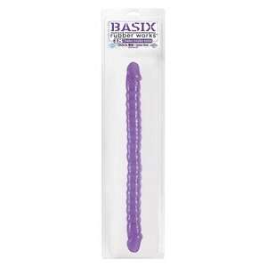  Basix 18 Ribbed Doble Dong Purple