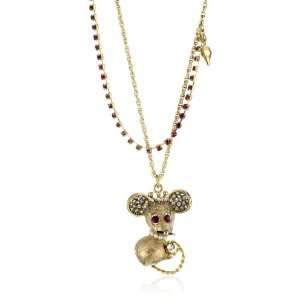 Betsey Johnson Tzarina Princess Mouse Pendant Necklace