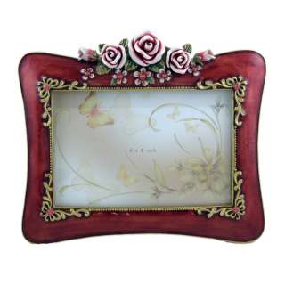 Victorian red picture photo frame Vintage style pink rose rectangular 