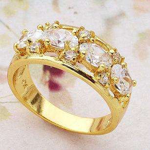 Luxuriant 18K Yellow Gold Filled Womens Zircon Rings R003 6#  