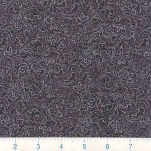  45 Wide Circa Vintage Floral Scrolls Black Fabric By The 