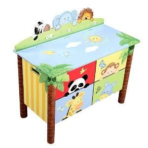  Teamson Kids Handpainted Wooden Sunny Safari Toy Box 