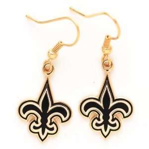  New Orleans Saints Logo Gold Tone Dangle Earrings Sports 