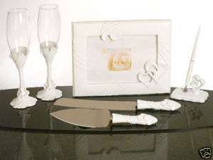 Love Heart Bridal Wedding Set Toasting Glass Guest Book  