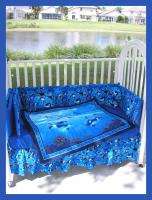 NEW baby crib bedding set ORCA WHALE OCEAN blue fabric  