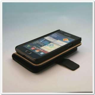 Faux Leather Wallet Case Cover Pouch Card Holder Samsung Galaxy S 2 II 