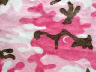 PINK CAMO CAMOUFLAGE MINKY CHENILLE PLUSH FABRIC 60 BTY  