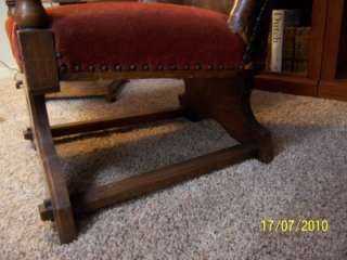 Vintage Arts Crafts Mission Oak and Leather Chair  