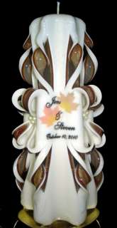 FALL LEAVES   CARVED Wedding Unity Candles PERSONALIZED  